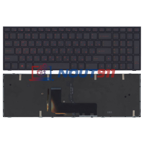 Клавиатура для ноутбука DNS Clevo P651, P655, P651SG, Clevo P650SG, P655SG (MP-13H83USJ4306) с рамкой, с подсветкой, черная