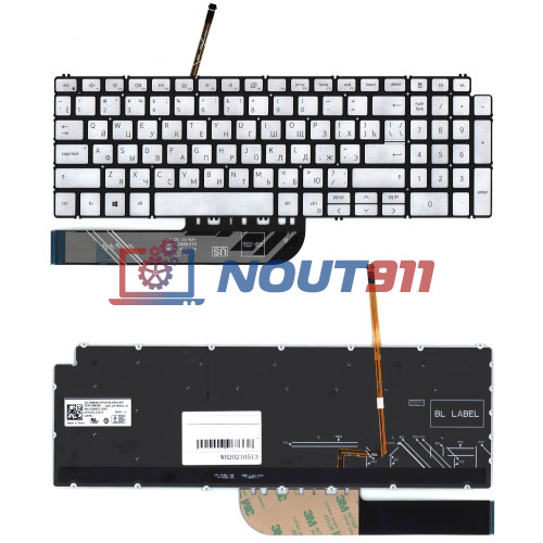 Клавиатура для ноутбука Dell Inspiron 5584, 5593, 5594, 5598 (0H1MH8) серебристая