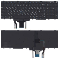 Клавиатура для ноутбука Dell Latitude E5550, E5570, E5580 (FP37Y) без рамки с подсветкой (гор. Enter) черная