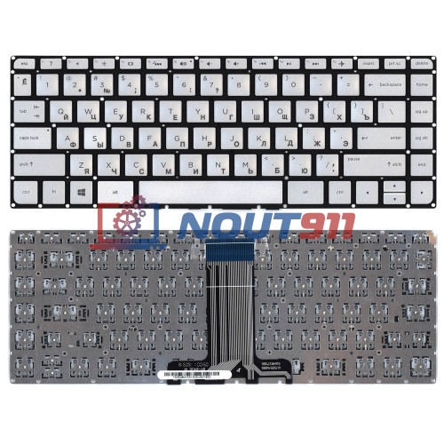 Клавиатура для ноутбука HP 14-AB,14-AL,14-AV, X360 13-U (NSK-CX0SW 01) с подсветкой, серебристая