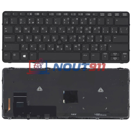 Клавиатура для ноутбука HP EliteBook 720 G1, 820 G1, 725 G2 (HP 735502-251) с черной рамкой, указателем и подсветкой, черная