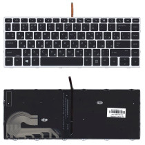 Клавиатура для ноутбука HP Elitebook 840 G5, 846 G5, 745 G5 (L11307-091) с серебристой рамкой и подсветкой, черная