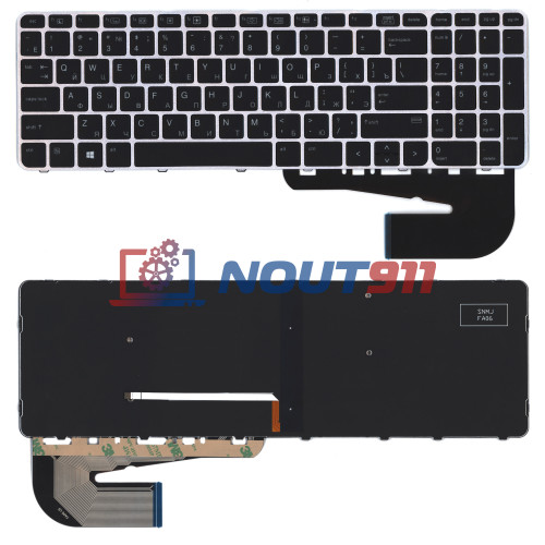 Клавиатура для ноутбука HP Elitebook 850 G3 850 G4 черная с серой рамкой, подсветки и без указателя
