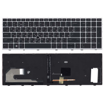 Клавиатура для ноутбука HP EliteBook 850 G5, 755 G3 (L14366-251) с серой рамкой и подсветкой, черная