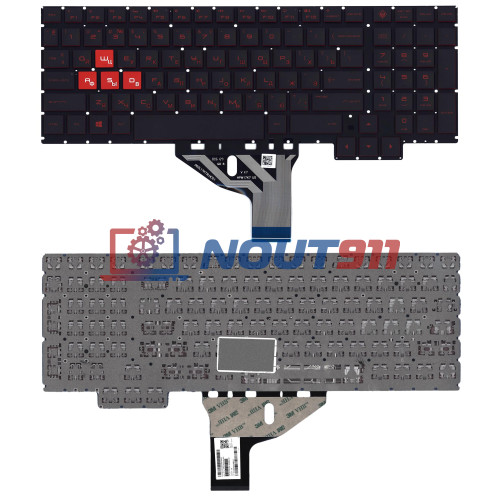 Клавиатура для ноутбука HP Omen 15-CE,15-CE010CA, 15-CE020CA (924005-001) с красной подсветкой, черная