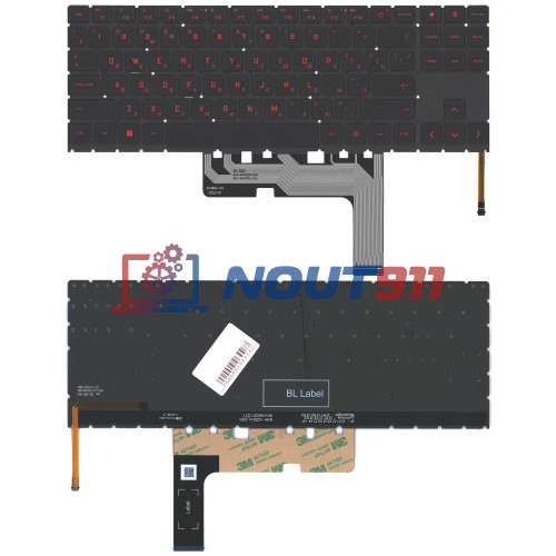 Клавиатура для ноутбука HP Omen 15-ek (M00667-001) с красной подсветкой, черная