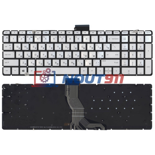 Клавиатура для ноутбука HP Pavilion 15-ab, 15-ab000, 15-cb, 15z-ab100 (NSK-CV0BW) с подсветкой, серебристая