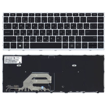 Клавиатура для ноутбука HP ProBook 640 G4 черная с серой рамкой
