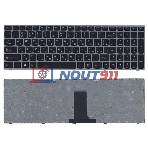 Клавиатура для ноутбука Lenovo IdeaPad B5400, M5400, M5400AT (NSK-BFGSQ) с серебристой рамкой, черная
