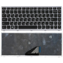 Клавиатура для ноутбука Lenovo IdeaPad U310 (AELZ7700110) с серебристой рамкой, черная