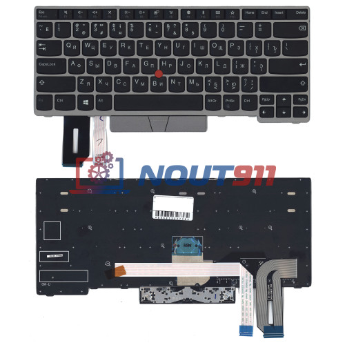 Клавиатура для ноутбука Lenovo ThinkPad E480, E485, T495, L380 (01YP502) с серебристой рамкой, черная