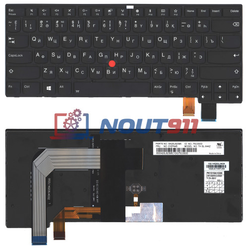 Клавиатура для ноутбука Lenovo Thinkpad T460S, T470S, T470P (01EN722) с подсветкой, черная