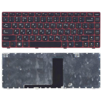 Клавиатура для ноутбука Lenovo V380A, V385, V380S (25202277) с красной рамкой, черная