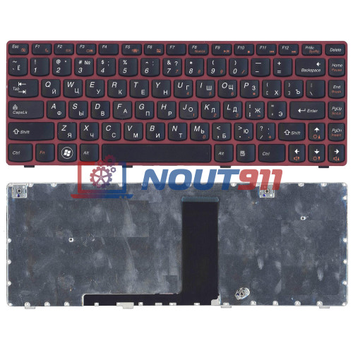 Клавиатура для ноутбука Lenovo V380A, V385, V380S (25202277) с красной рамкой, черная