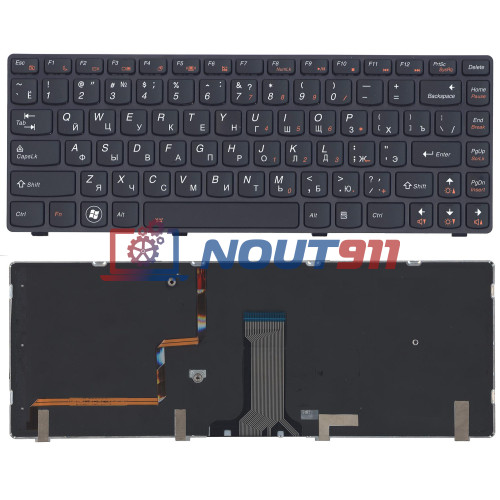 Клавиатура для ноутбука Lenovo IdeaPad Y480, Y480A, Y480M, Y480N (25203002) с подсветкой, черная