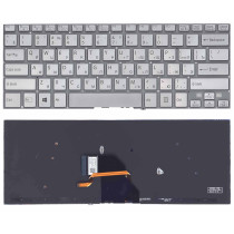 Клавиатура для ноутбука Sony FIT14, SVF14, SVF14a (149239161RU) с подсветкой, серебристая