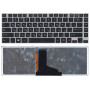 Клавиатура для ноутбука Toshiba M40T, M40T-A, M45-A, M45T-A (PK1310R1A28) с серой рамкой и подсветкой, черная