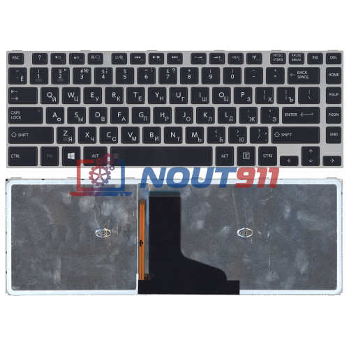 Клавиатура для ноутбука Toshiba M40T, M40T-A, M45-A, M45T-A (PK1310R1A28) с серой рамкой и подсветкой, черная