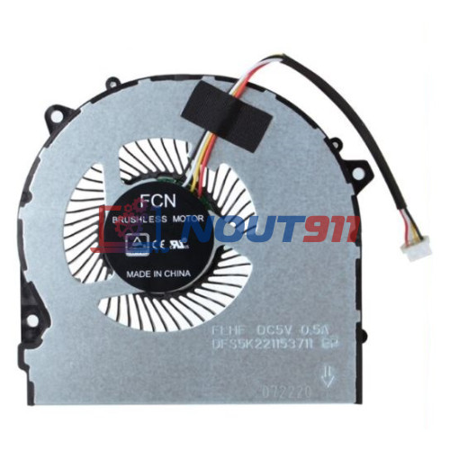 Вентилятор (кулер) для ноутбука Hasee G7-CT5NA, G7-CT7NA, Z7-CT, Z8-CT7NA CPU (DFS5M325063B1N) 5V 0,5A, 4-pin, втулка, черный