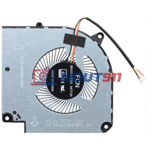 Вентилятор (кулер) для ноутбука Hasee G7-CT5NA, G7-CT7NA, Z7-CT, Z8-CT7NA GPU (DFS5M325063B1N) 5V 0,5A, 4-pin, втулка, черный